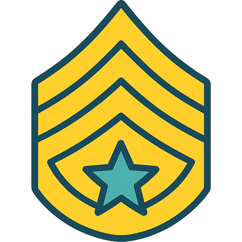 army rank icon, color outline, crisp details, contemporary military insignia emoji