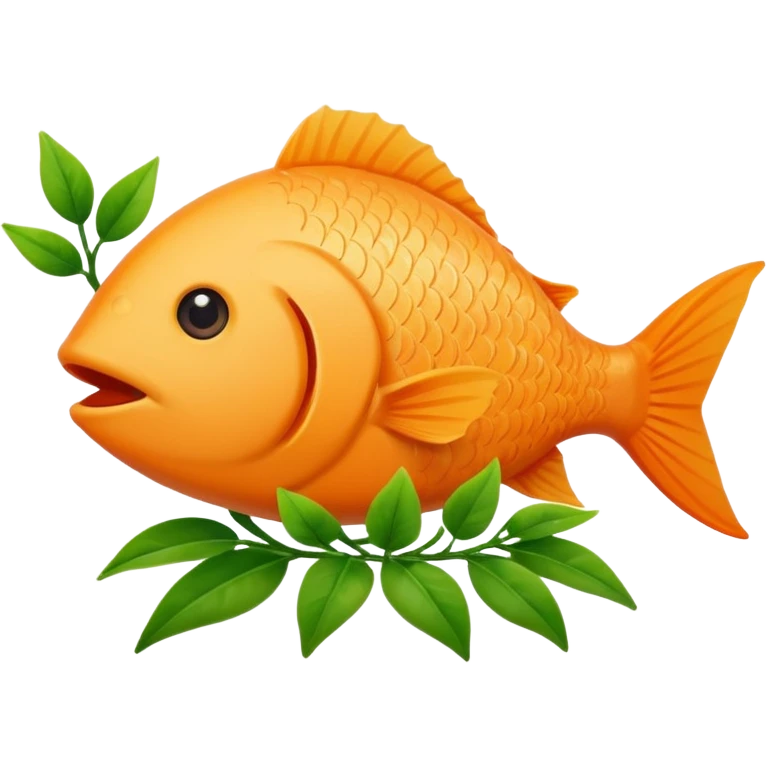 A fish holding a plant with its mouth emoji