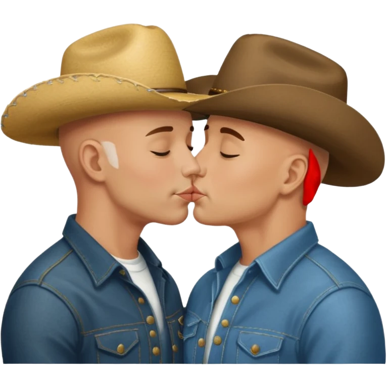 Bald men cowboy kissing emoji