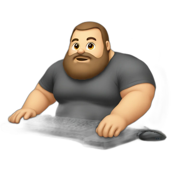 neckbeard fat gamer guy using a pc emoji