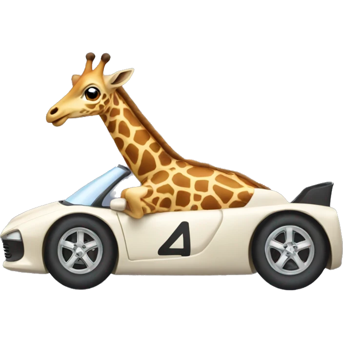 Giraf riding a raceing car  emoji