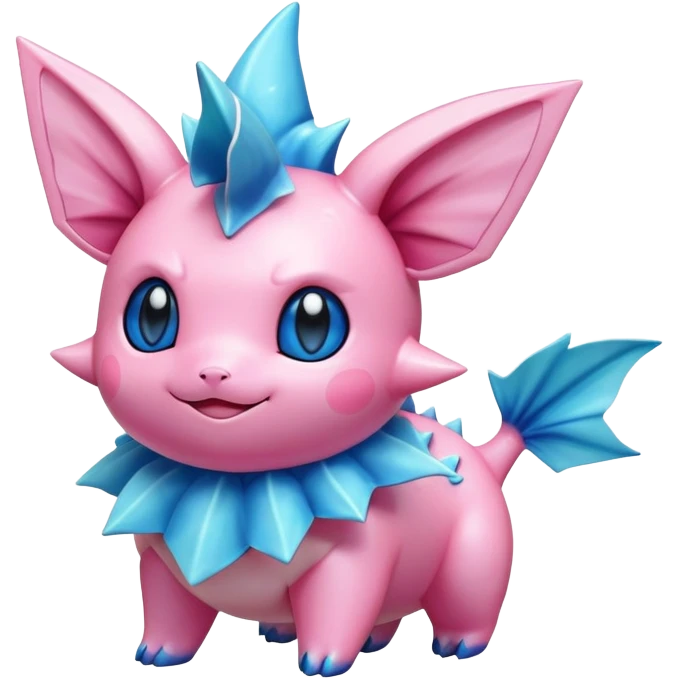 Shiny colorful Vaporeon-Clefairy-Pokémon-hybrid-creature emoji