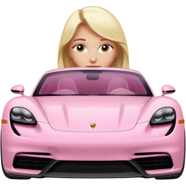Pink porsche taycan with blonde girl in front of it emoji