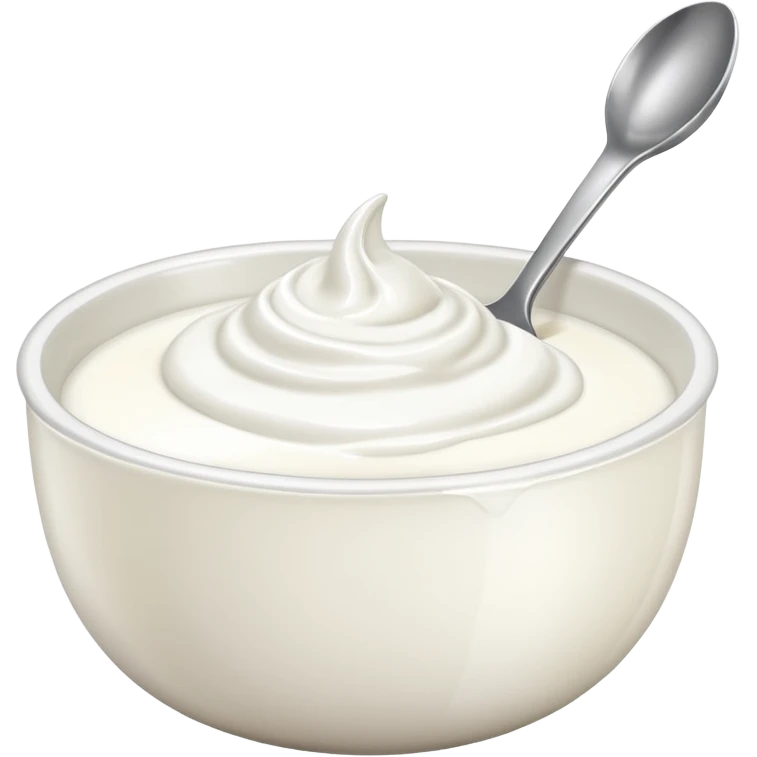 A bowl of yoghurt with a spoon in it  emoji