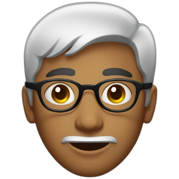 indian guy with round glasses black eyes black hair emoji
