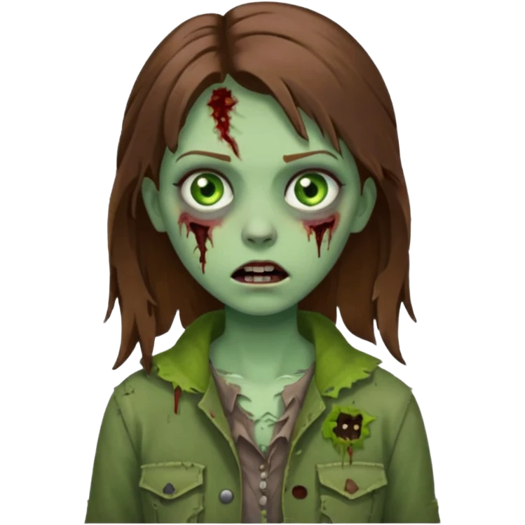 girl zombie with brown hair and green eyes emoji