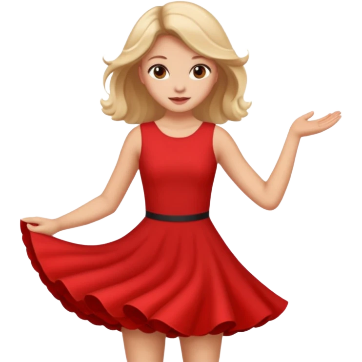 a girl is dancing with red outfit emoji