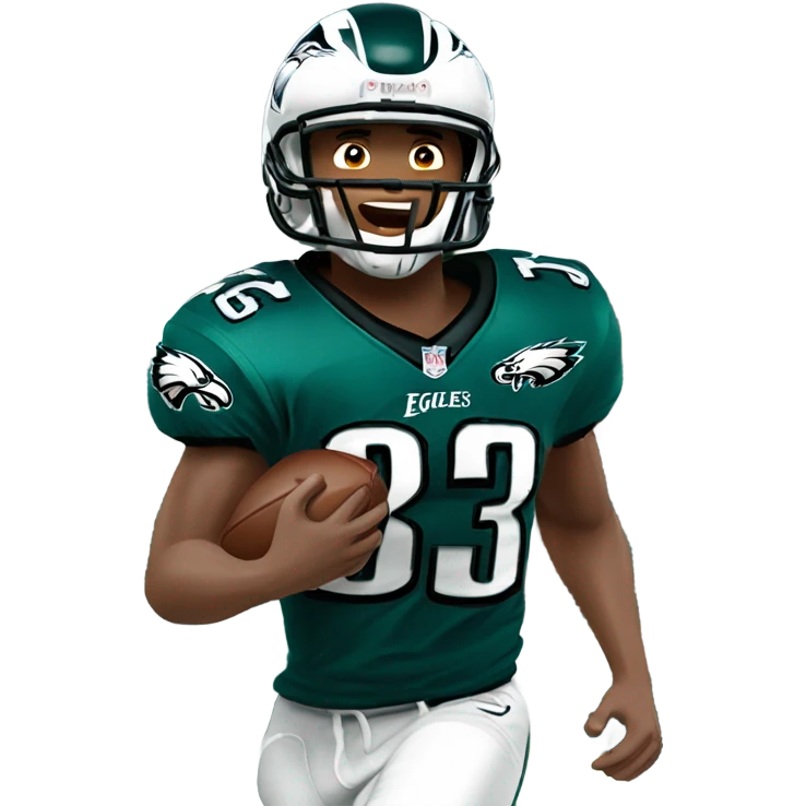Caucasian Philadelphia Eagles play are running emoji