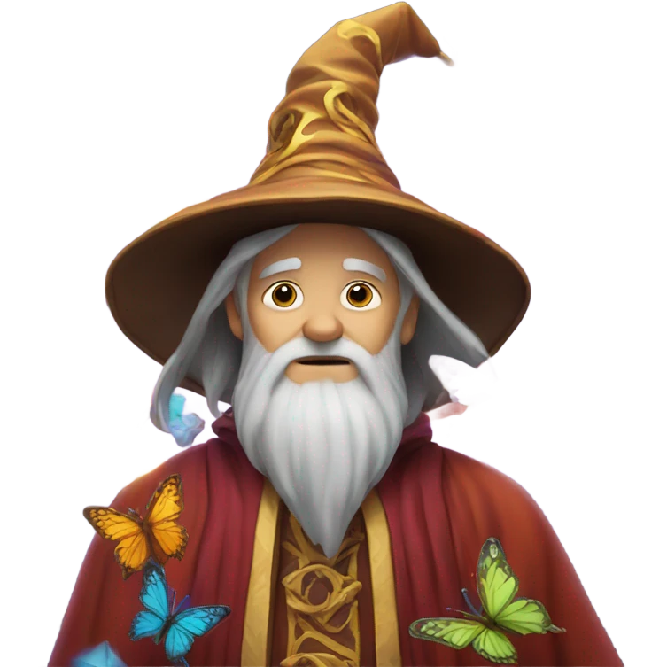 wizard 404 turning into colorful butterflies emoji