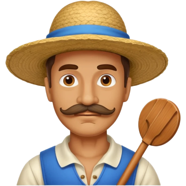 big mustache man and venice gondolier hat emoji