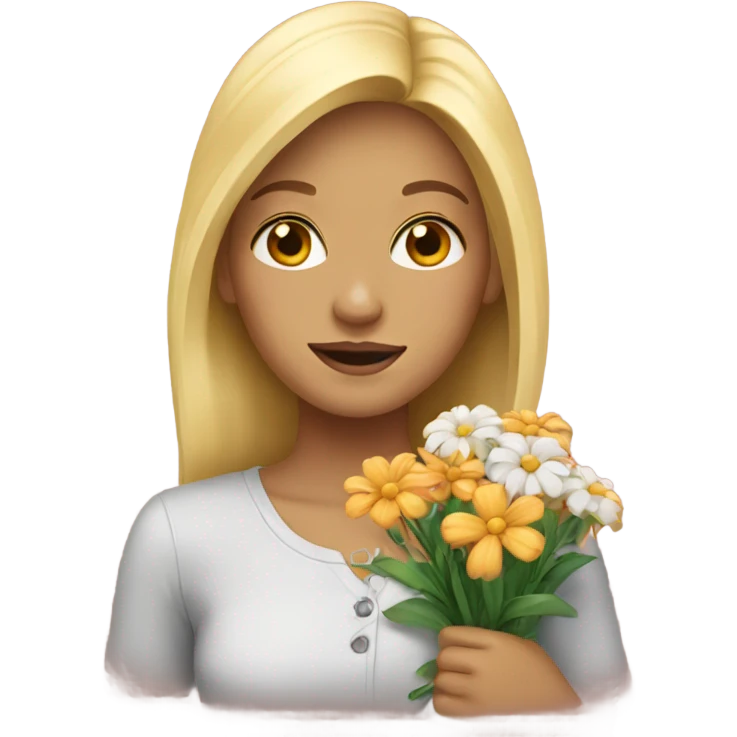 Blonde girl with flowers emoji