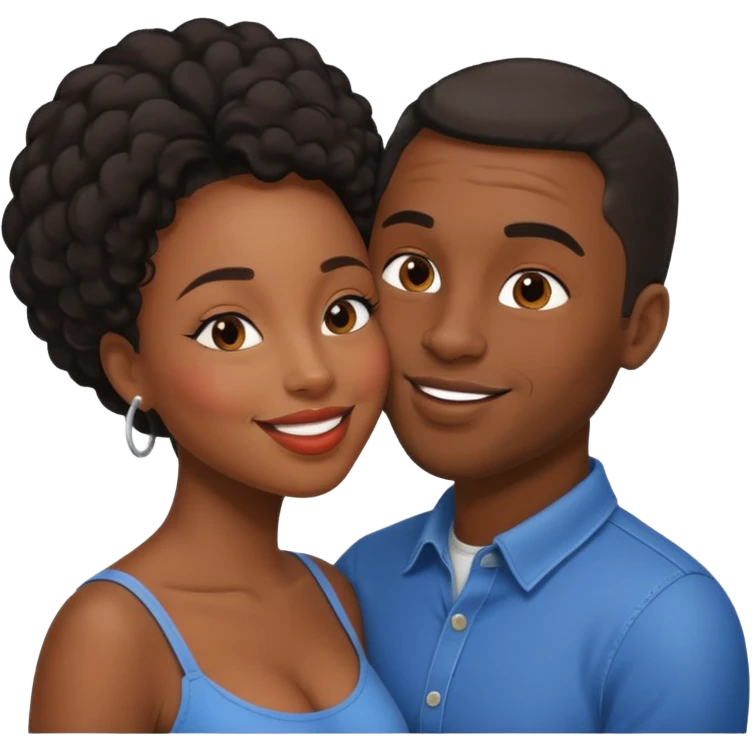 black boyfriend kissing black girl emoji