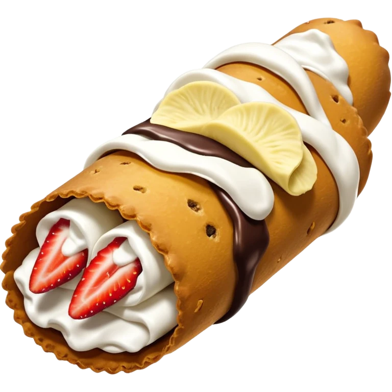 one strawberry, one chocolate and one banana canoli emoji