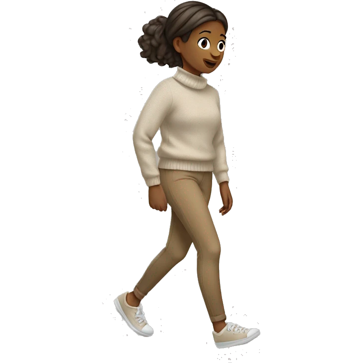 Girl walking in beige sweater  emoji