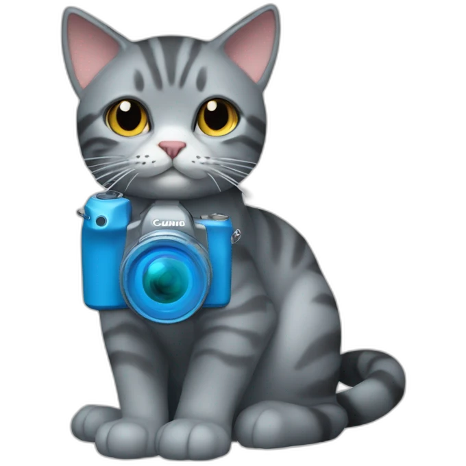 alice blue chester cat with Canon r5  camera emoji