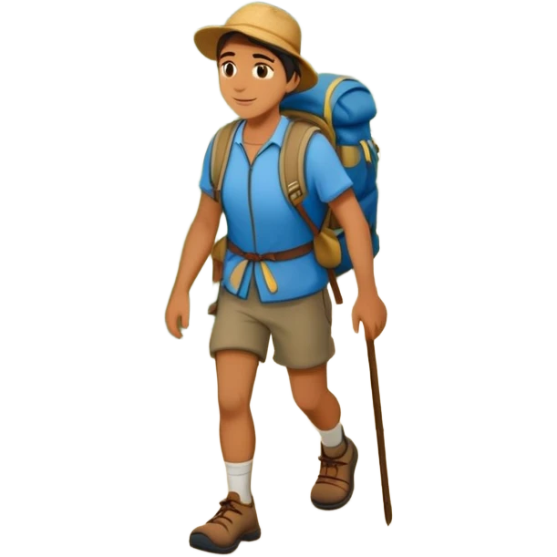 lonesome hiker walks down the camino de santiago path emoji