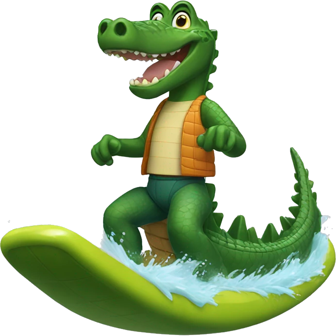 An alligator surfing  emoji