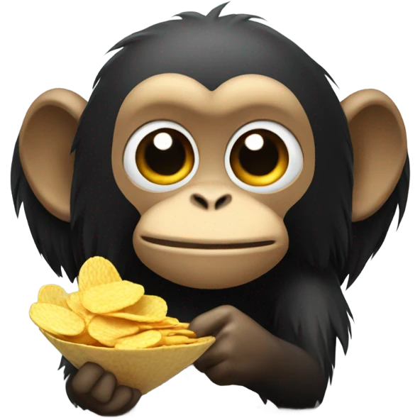 Monkey eating chips and with black long hair emoji