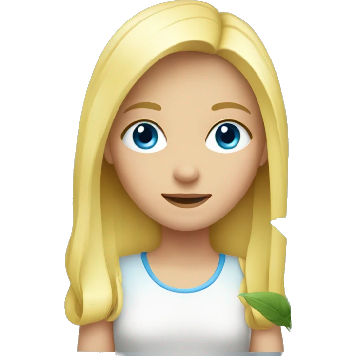 Blond, blue-eyes Girl holding plant emoji