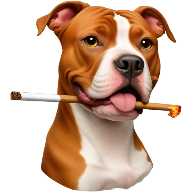 Red pit bull smoking a blunt  emoji