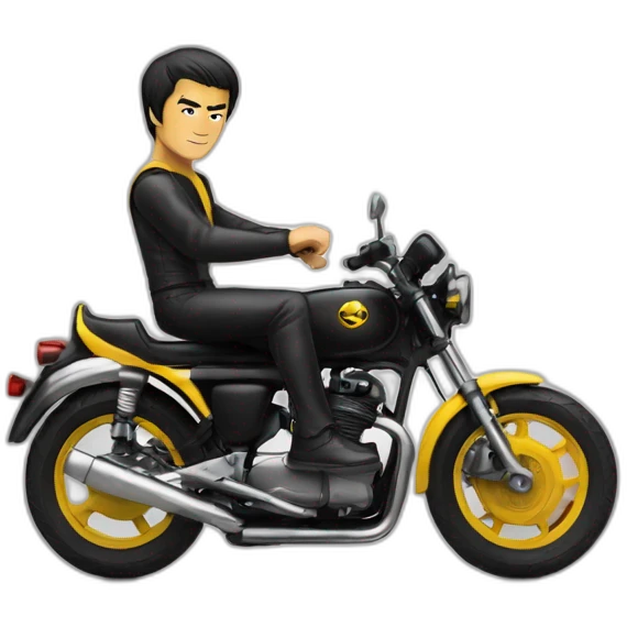 Bruce Lee sur une moto emoji