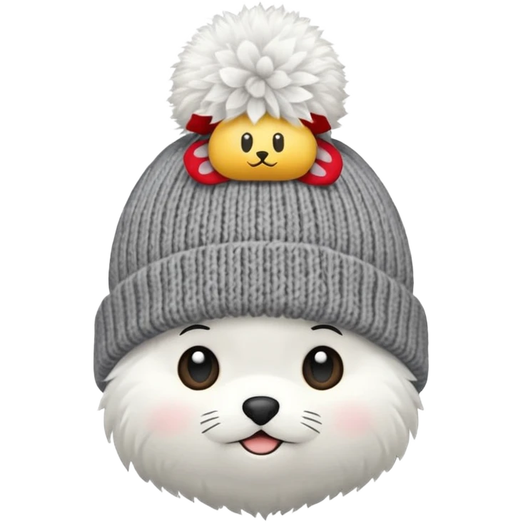 beanie with A fluffy pom-pom emoji