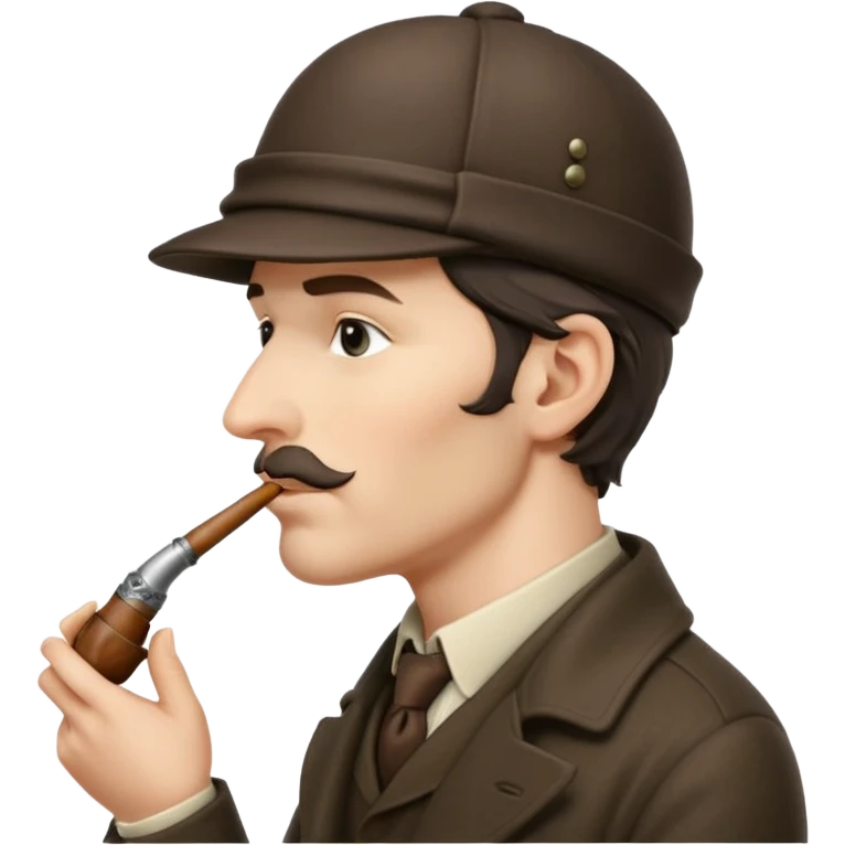 A side view of Sherlock Holmes wearing a deerstalker hat and smoking a curved meershaum pipe emoji