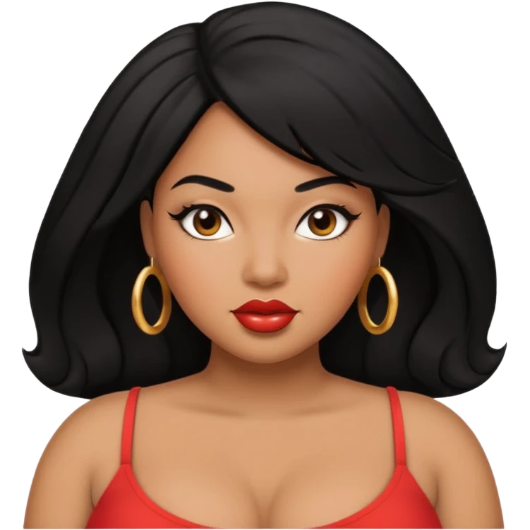 sfw curvy black hair baddie with nice lips emoji