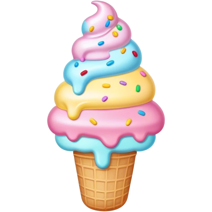 Melted kawaii pastel ice cream emoji