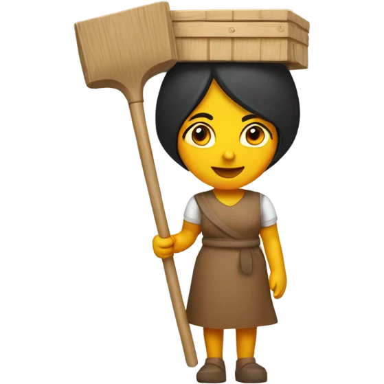 Indian woman wearing a wooden mop bucket on her head emoji