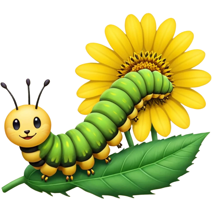 
caterpillar on flower emoji