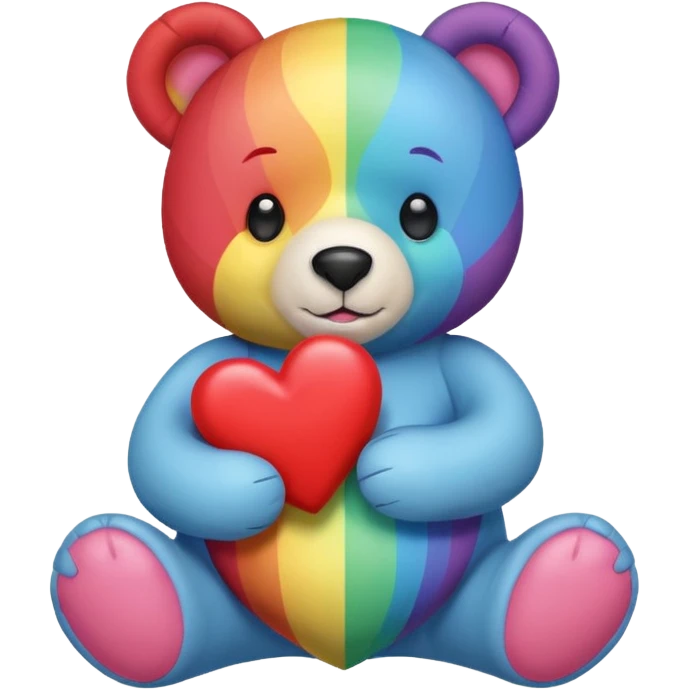 Rainbow Bear holding a heart emoji