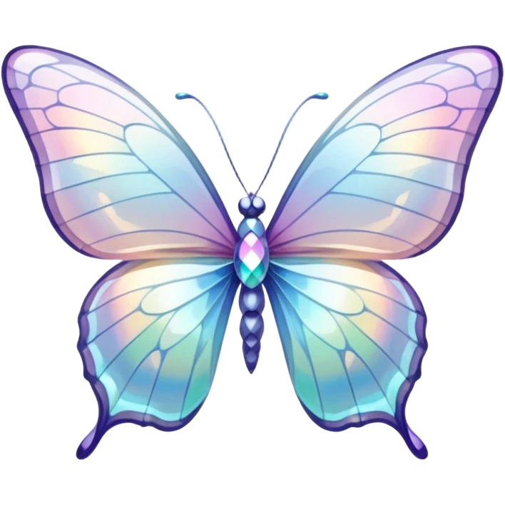 Pastel white iridescent glass crystal butterfly emoji
