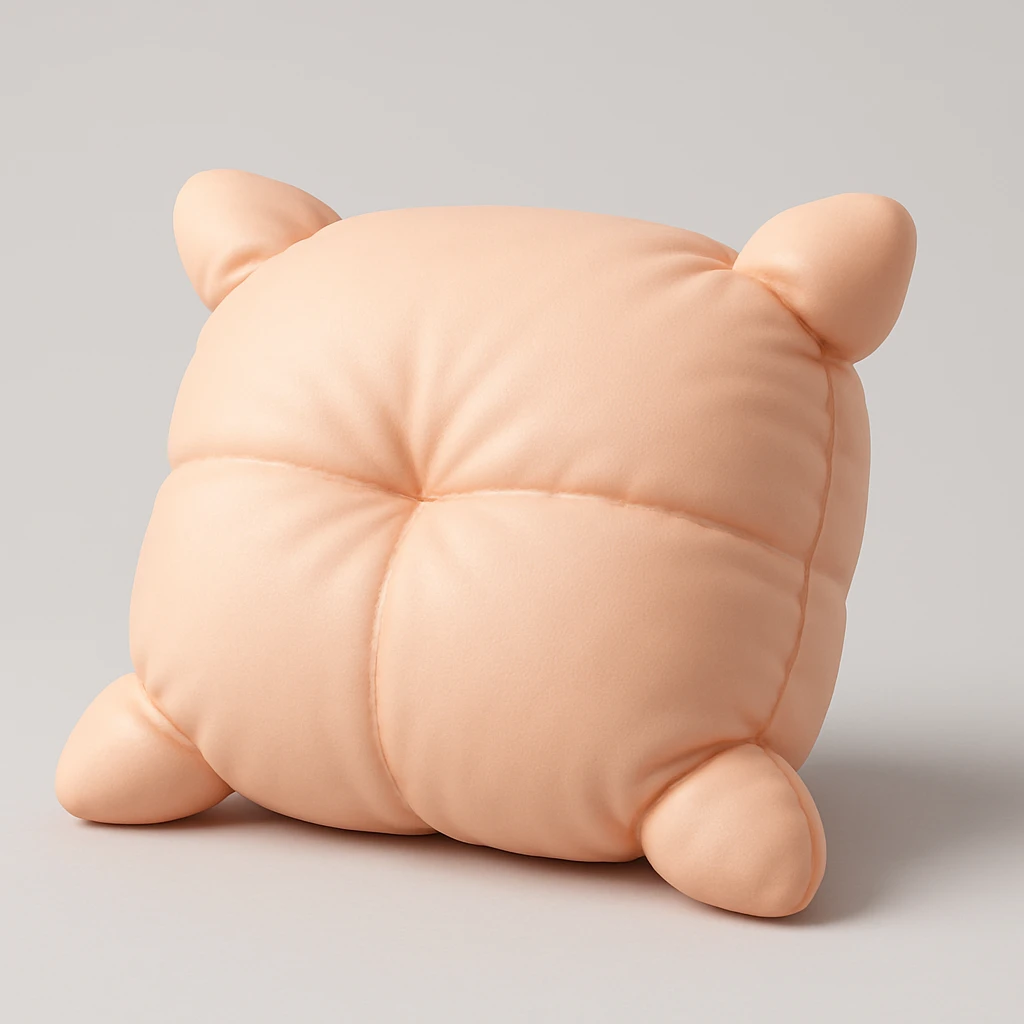a fluffy pillow with a pastel cover, cozy and cute emoji