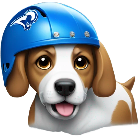 Dog wearing Rams helmet emoji