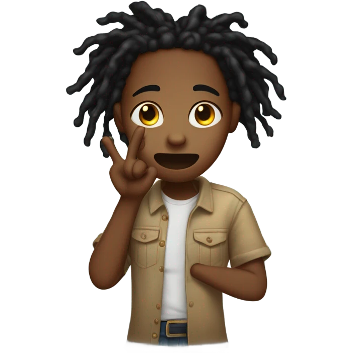 rage sob  dreads hair on black american boy show W sign emoji