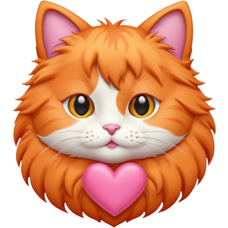 Gato naranja corazón rosa kawaii emoji