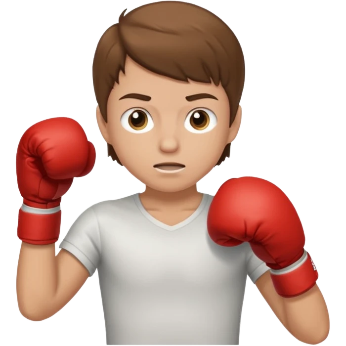a white kid with brown hair boxing emoji