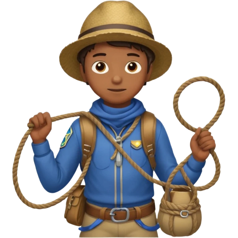 Boy carrying rope,Jungle Explorers. emoji