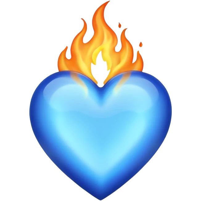 Blue heart with big BLUE flame NO RED OR ORANGE emoji