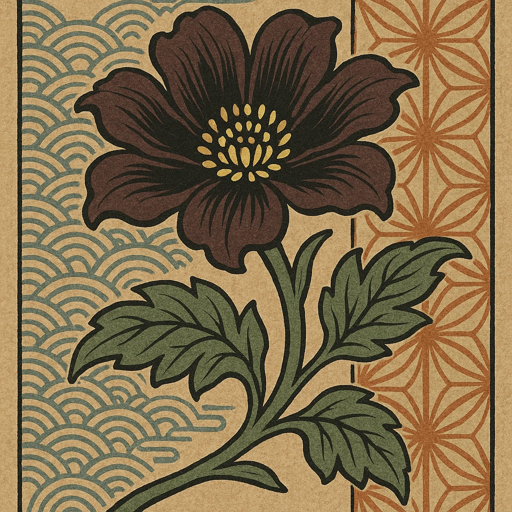 gothic flower in ukiyo-e style emoji