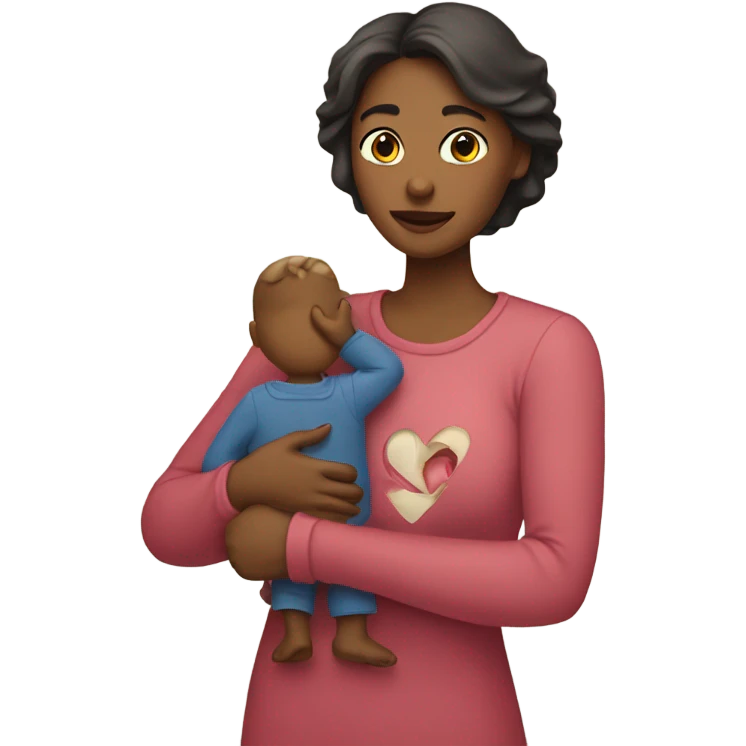 Mother holds her heart in her arm emoji