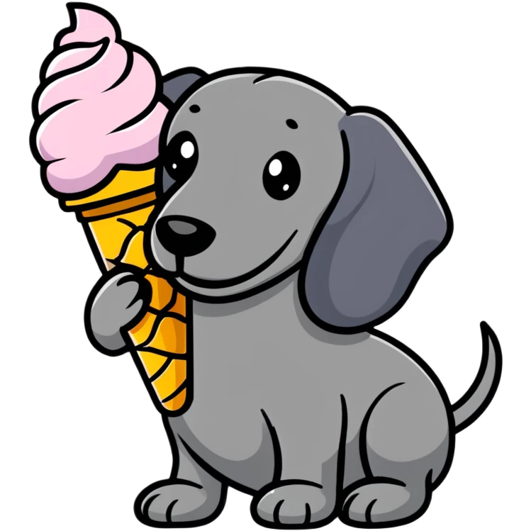 Dachshund eating ice cream emoji