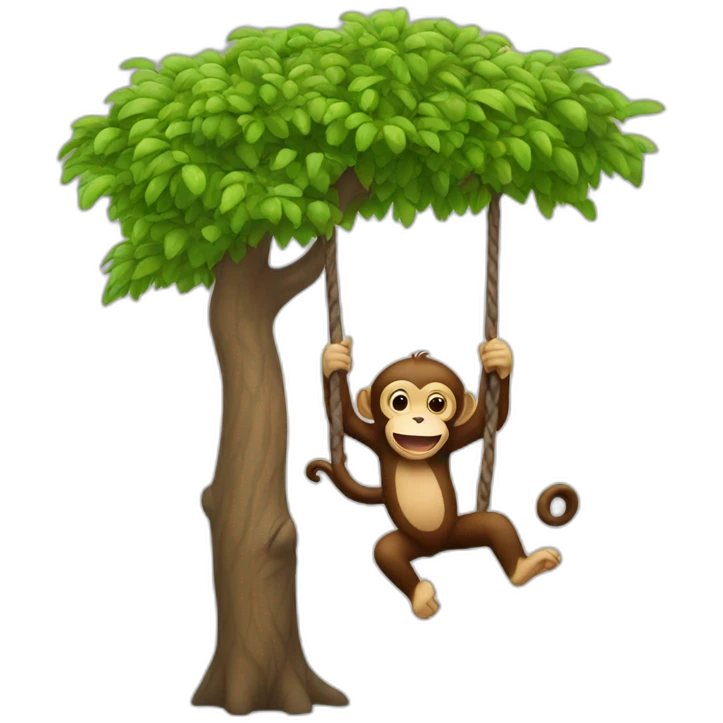 Tree with monkey swinging emoji
