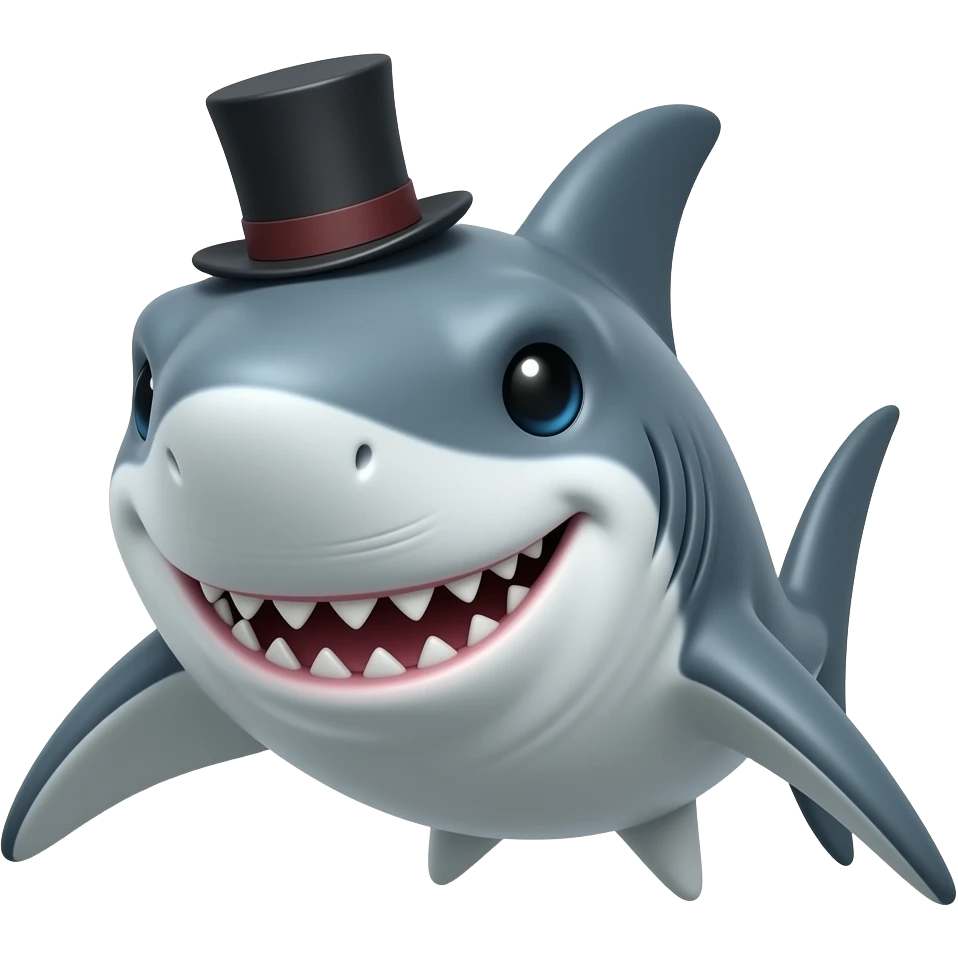 Shark with a top hat emoji