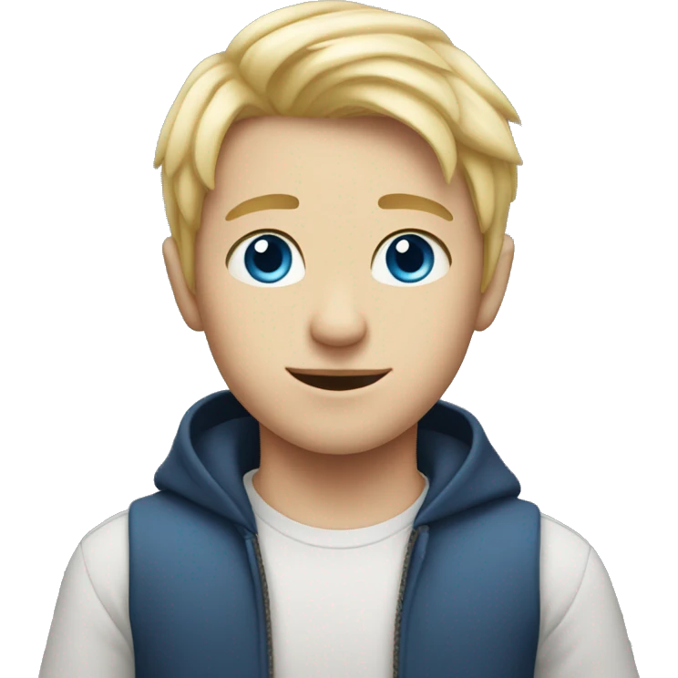 blonde boy middle part with blue eyes emoji