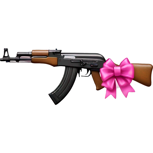ak47 with a pink bow on it  emoji