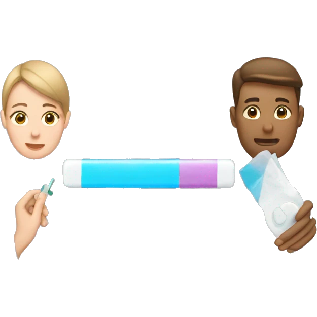 couple looking at pregnancy test emoji