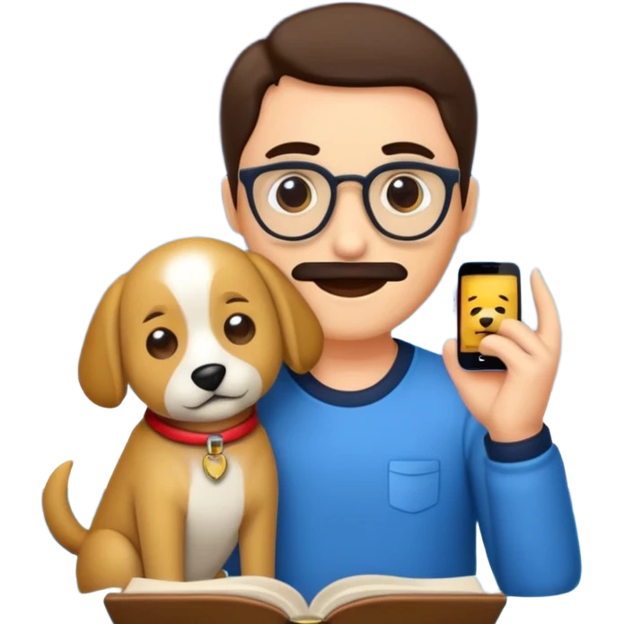crea un emoji de buenas noches con texto : Javier un profesor y Tobi q sea un perro emoji