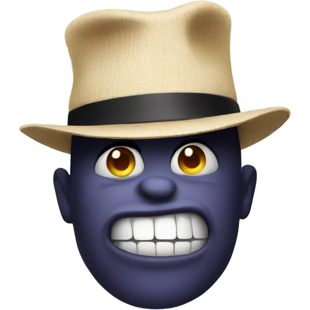 Mad face but with hat emoji